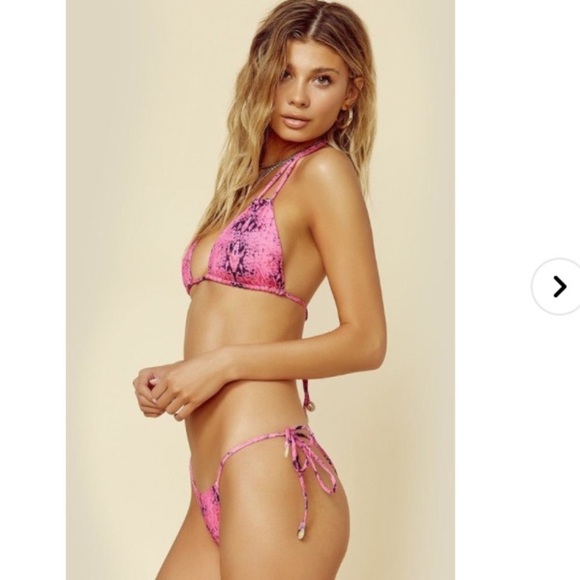 Indah Free People Viper Pink Shell Embellished Noelani Pink Bikini Set S - Picture 8 of 8